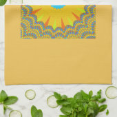 シアンと金ゴールドマンダラアートプリント キッチンタオル (折り畳み)