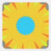 シアンと金ゴールドマンダラアートプリント スクエアシール (正面)