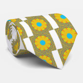 シアンと金ゴールドマンダラアートプリント ネクタイ (ロール)