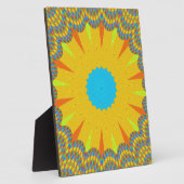 シアンと金ゴールドマンダラアートプリント フォトプラーク (側面)