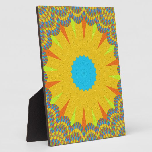 シアンと金ゴールドマンダラアートプリント フォトプラーク (側面)