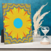 シアンと金ゴールドマンダラアートプリント フォトプラーク (側面)