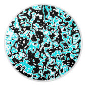 シアンと黒の渦巻き セラミックノブ (正面)