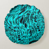 シアンのイメージで反転した正方形イメージ ラウンドクッション (正面)