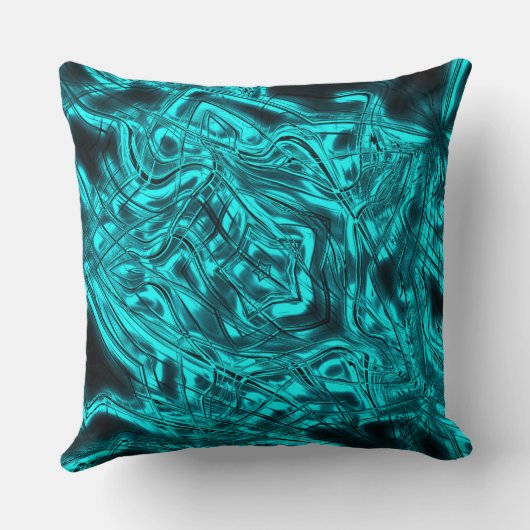 シアンのメタリックに星を形成する長い曲線ストローク クッション (裏面)