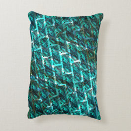 シアンの汚れ、グレーズド違うグリッドまたはブリック効果 アクセントクッション