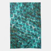 シアンの汚れ、グレーズド違うグリッドまたはブリック効果 キッチンタオル (縦)