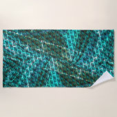 シアンの汚れ、グレーズド違うグリッドまたはブリック効果 ビーチタオル (正面)