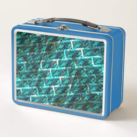 シアンの汚れ、グレーズ、グレーチング、または違うレンガ? メタルランチボックス (正面)