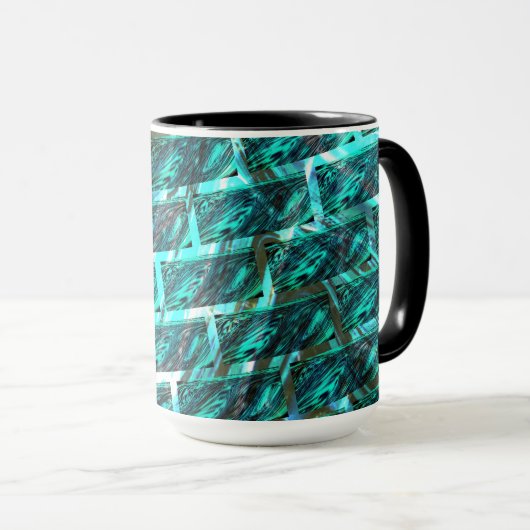 シアンの汚れ、グレーズ、グレーティン違うグ、レンガ？ マグカップ (正面右)