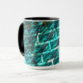 シアンの汚れ、グレーズ、グレーティン違うグ、レンガ？ マグカップ (正面左)