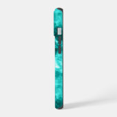 シアンの縮れたテクスチャ iPhone 15ケース (左側面)