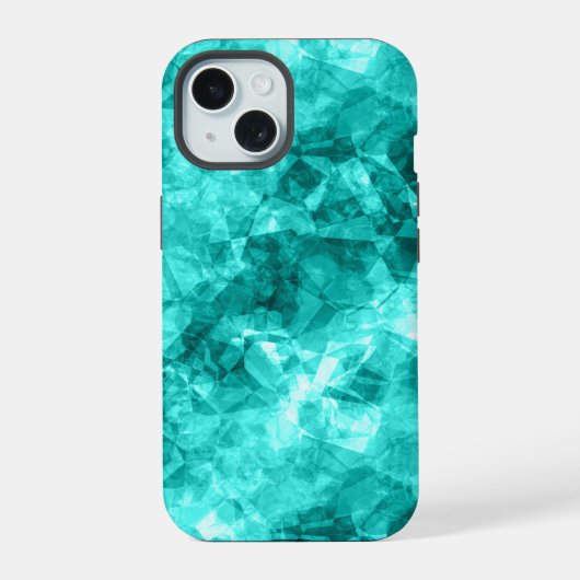 シアンの縮れたテクスチャ iPhone 15ケース (裏面)