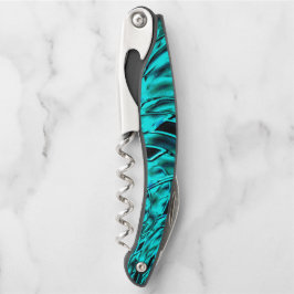 シアンまたは青のイメージに映し出された曲がった正方形 ソムリエナイフ