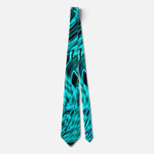 シアンまたは青のイメージに映し出された曲がった正方形 ネクタイ (正面)