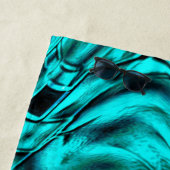 シアンまたは青のイメージに映し出された曲がった正方形 ビーチタオル (インサイチュ)