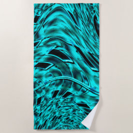 シアンまたは青のイメージに映し出された曲がった正方形 ビーチタオル