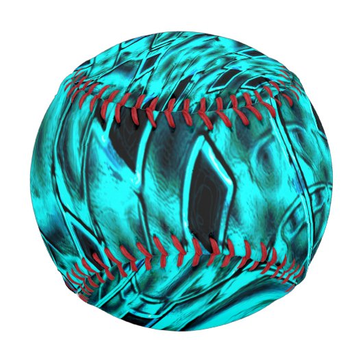 シアンまたは青のイメージに映し出された曲がった正方形 野球ボール (正面)