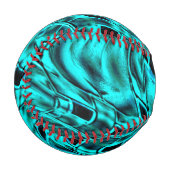 シアンまたは青のイメージに映し出された曲がった正方形 野球ボール (正面左)