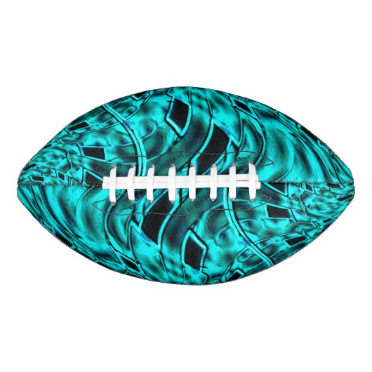 シアンまたは青の色で反転した曲がった正方形 アメリカンフットボール (正面)