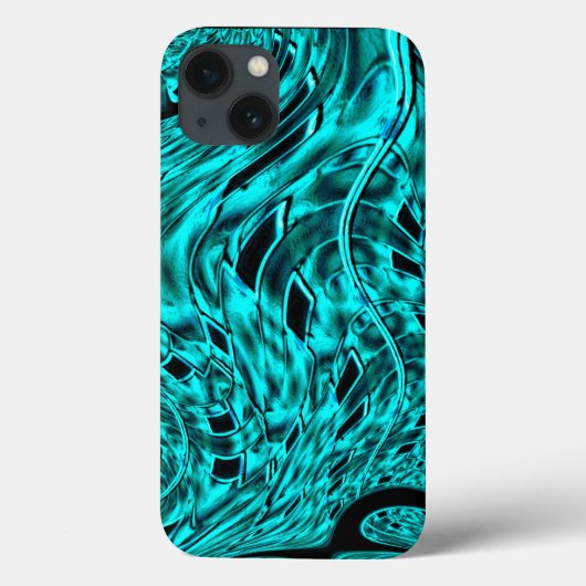 シアンまたは青の色で反転した曲がった正方形 Case-Mate iPhoneケース (裏面)