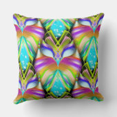 シアンカラフルとブラックのOracle Owlパターン クッション (裏面)