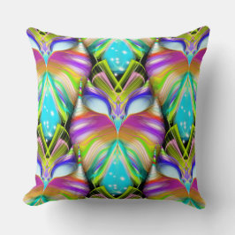 シアンカラフルとブラックのOracle Owlパターン クッション