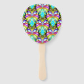 シアンカラフルとブラックのOracle Owlパターン ハンドファン (裏面)