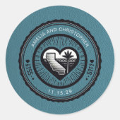 シアンカリフォルニアパスポート ラウンドシール (正面)