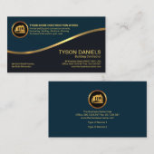 シアングレイ層金ゴールド波ビルダ建築 名刺 (正面/裏面)