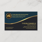 シアングレイ層金ゴールド波ビルダ建築 名刺 (正面)