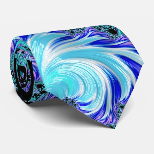 シアンサイケデリック触手抽象芸術フラクタル ネクタイ (ロール)