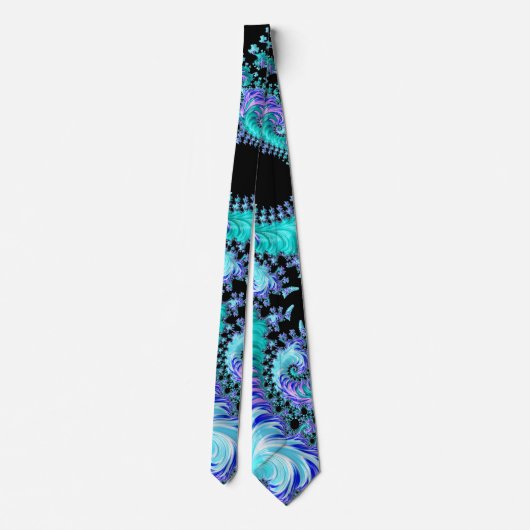 シアンサイケデリック触手抽象芸術フラクタル ネクタイ (裏面)