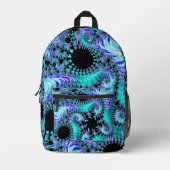 シアンサイケデリック触手抽象芸術フラクタル プリントバックパック (正面)