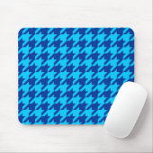 シアンネイビーブルーの千鳥格子柄 マウスパッド (マウス)