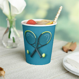 シアンバースデーパーティーラケット&ボールテニス 紙コップ