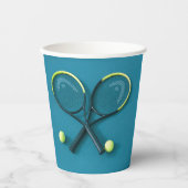 シアンバースデーパーティーラケット&ボールテニス 紙コップ (正面)