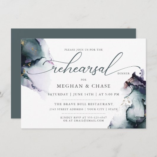 シアンパープルファンタジー海アメジストジェムゲード 招待状 (正面/裏面)