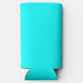 シアンブルーグリーンターコイズ無地のカラー スリム缶クーラー (裏面)