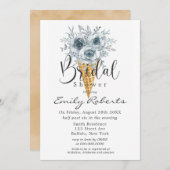 シアンブルータン牡丹アイスクリームコーンブライダルシャワー 招待状 (正面/裏面)