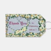 シアンブルー – ありがとう – 贈り物ラベル ギフトタグ (正面(横))