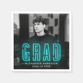 シアンモダンネオン写真卒業 スタンダードカクテルナプキン