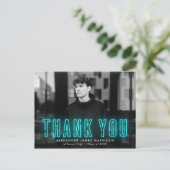 シアンモダンネオン写真卒業 ポストカード (スタンド正面)