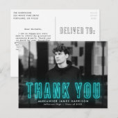 シアンモダンネオン写真卒業 ポストカード (正面/裏面)