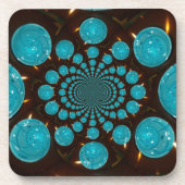 シアンライトの目まいがする表示万華鏡のように千変万化するパターンアート コースター (正面)
