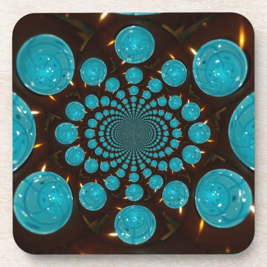シアンライトの目まいがする表示万華鏡のように千変万化するパターンアート コースター (正面)