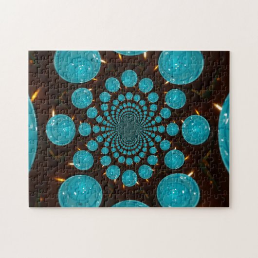 シアンライトの目まいがする表示万華鏡のように千変万化するパターンアート ジグソーパズル (横)