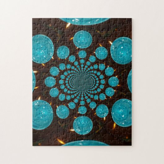 シアンライトの目まいがする表示万華鏡のように千変万化するパターンアート ジグソーパズル (縦)