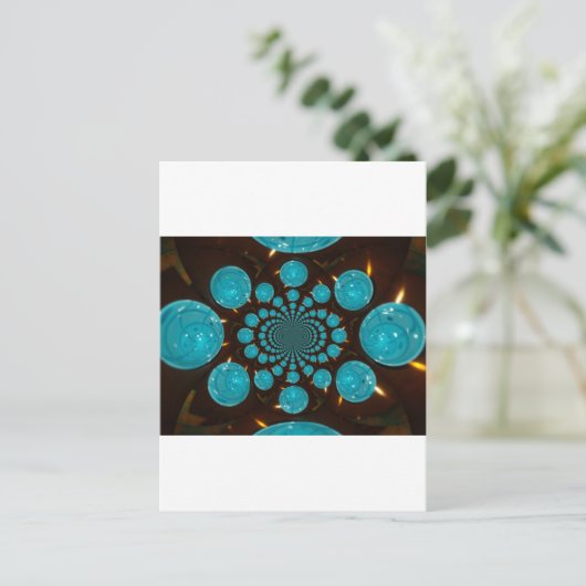 シアンライトの目まいがする表示万華鏡のように千変万化するパターンアート ポストカード (スタンド正面)