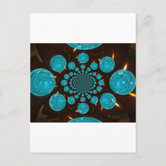 シアンライトの目まいがする表示万華鏡のように千変万化するパターンアート ポストカード (正面)